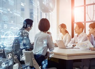 people meeting at desk