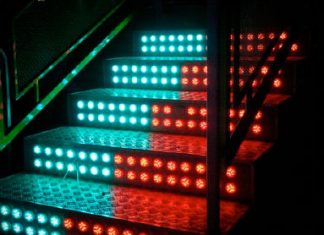 led strip lights on steps