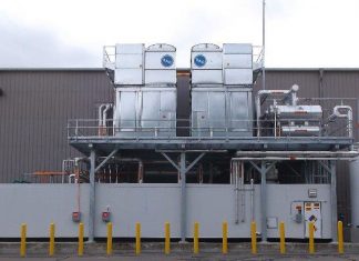 Pre-fabricated mechanical room package, field assembled. This package and platform are an Exclusive Innovative Refrigeration Systems, INC. manufacture with cascade ammonia / CO2 design - Seabrook, NH