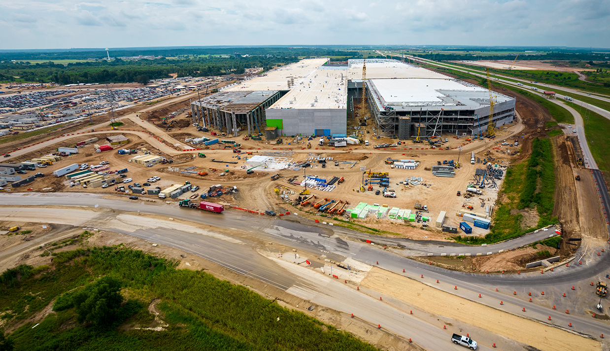 Tesla Gigafactory in Austin, Texas, aerial view