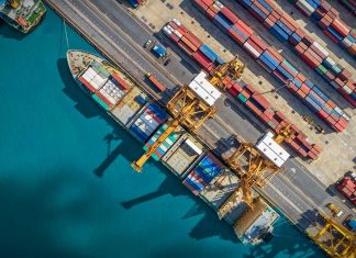 ship and containers at port