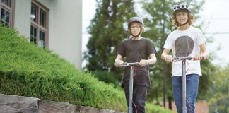 teens riding shell ride electric scotters