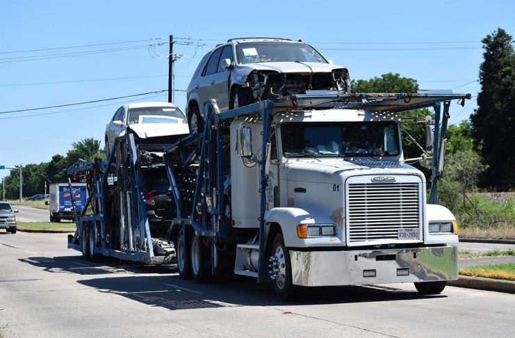 car accident car transport truck